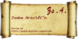 Zsebe Arszlán névjegykártya